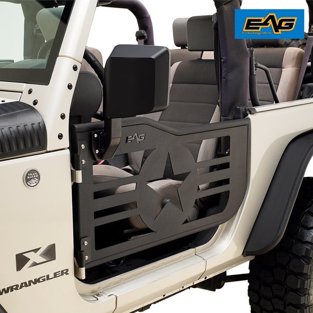 Eag Military Star Tubular 2 Door With Side View Mirror Fit For 07 18 Wrangler Jk 2 Door Only Walmart Com