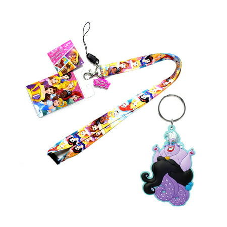 Novelty Character Accessories and Novelty Character Collectible Accessories Disney Princess Multicolor Lanyard with Soft Touch Dangle Charm and Disney Villains The Little Mermaid Ursula the Sea Witch