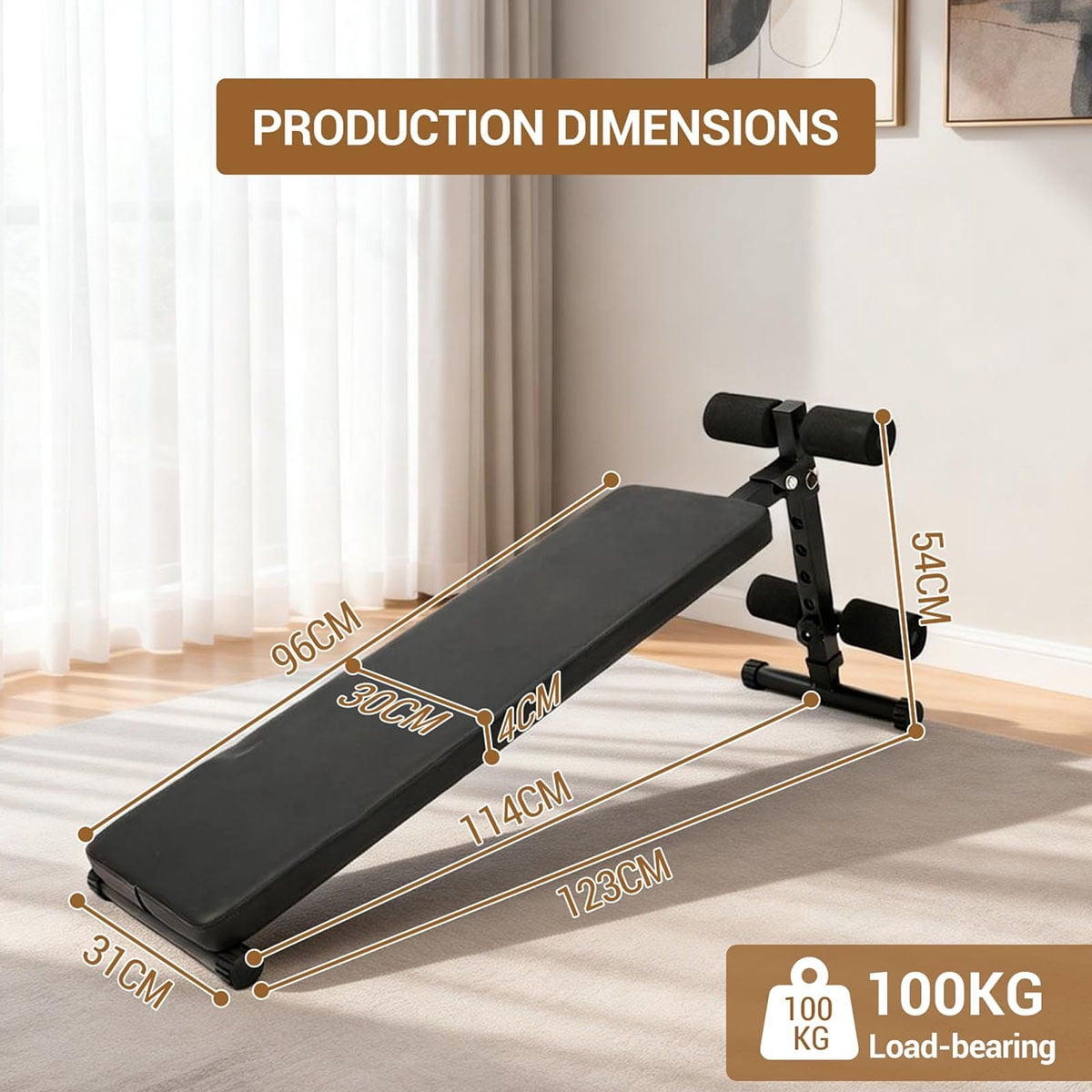 Soonbuy Adjustable Sit Up Bench for Home Gym, Abdominal Workout Bench with Extra Thick Pads, Decline Ab Bench for Core Strength Training, 220 LBS Weight Capacity