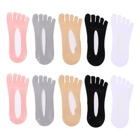 

5 Pairs Breathable Visible Toe Socks Silicone Low Cut Socks (Assorted Color)
