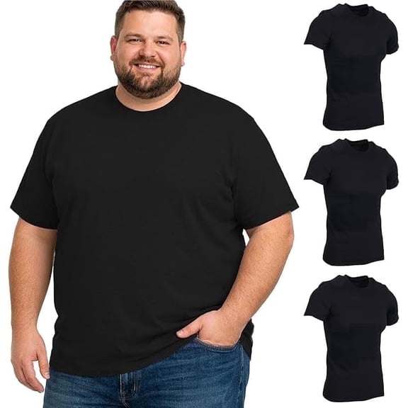 BILLIONHATS 3 Pack of Mens Plus Size Tees Sizes Big & Tall Cotton Tshirt in Black Color of T-Shirts 6X-Large