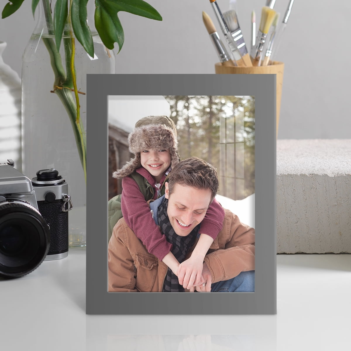 Modern Real Wood 6x8 inch Picture Frame in Gray
