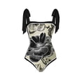 thumbnail image 3 of JIKNTTR Women Swimsuit One Piece Bathing Suit 1 Piece Swimwear+1 Piece Cover Up Vintage Print Monokini Bikini Swimsuits Two Piece Tankini Set High Cut One Piece Swimsuit Monokini, 3 of 4