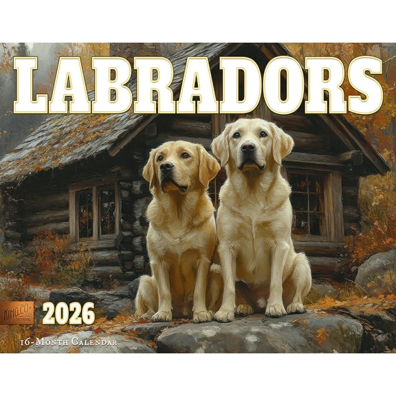 2026 Labradors Illustrated Wall Calendar 16-Month X-Large Size 14x22, Lab Dog Calendar by The KING Company-Monster Calendars