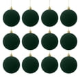 thumbnail image 6 of 12 Pcs Dark Green Velvet Flocked Christmas Balls, 2.4 Inch Christmas Tree Ornaments, Soft Hanging Xmas Ball Decorations for Tree, Home, Party and Holiday Decor, 6 of 8