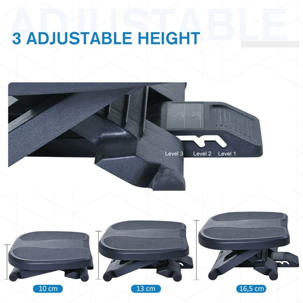 HOMCOM Foot Rest Adjustable Height Angle Tilting Platform Home Office  Footstool