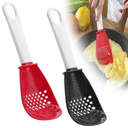 

Feildoo Straining Spoon For Cooking Kitchen Spoons for Cooking Cooking Gadgets for Skimmer Scoop Colander Strainer Grater Masher Egg Separator Draining Mashing Grating -Black&Red