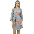 thumbnail image 1 of Bimba Women's Floral Printed Gray Georgette Bridesmaid Robe Coverup Wrap-4, 1 of 1