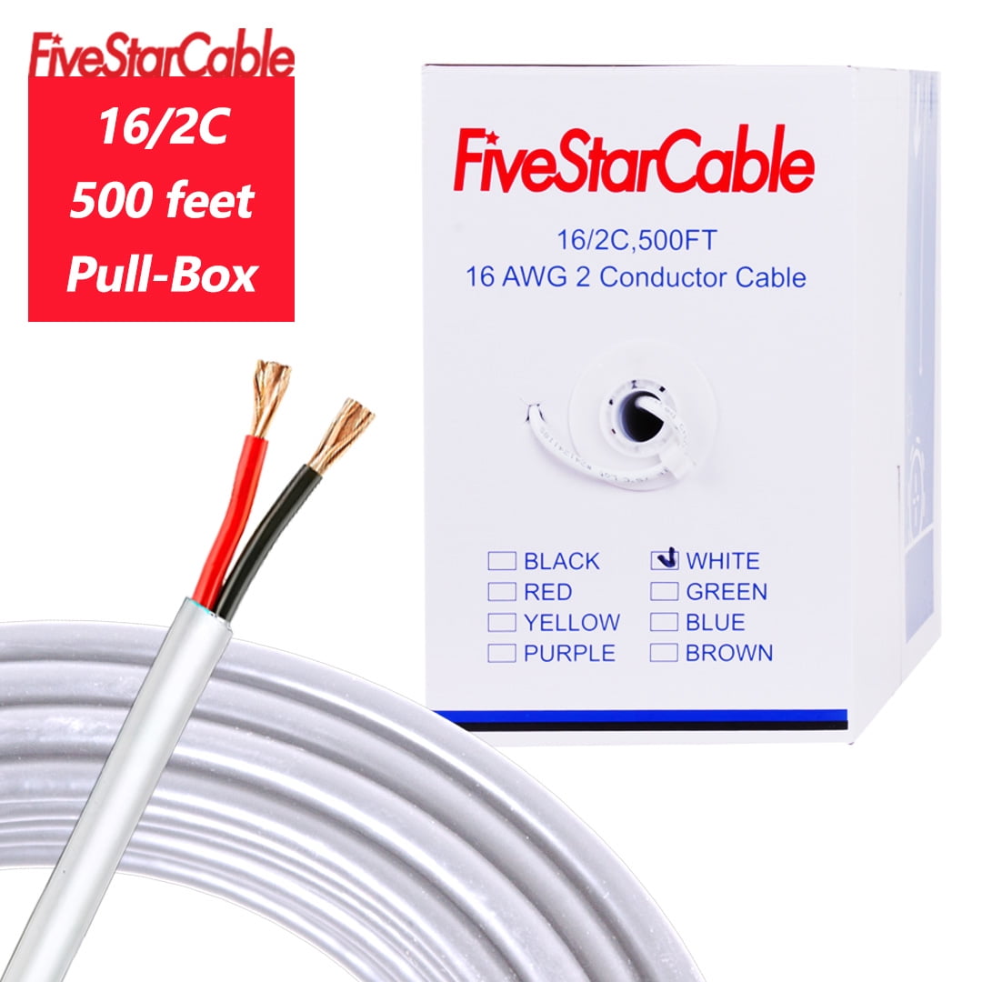 [FiveStarCable] 16-2 Audio Cable 500ft – White Premium Speaker Wire for Home Theater & Commercial Installations