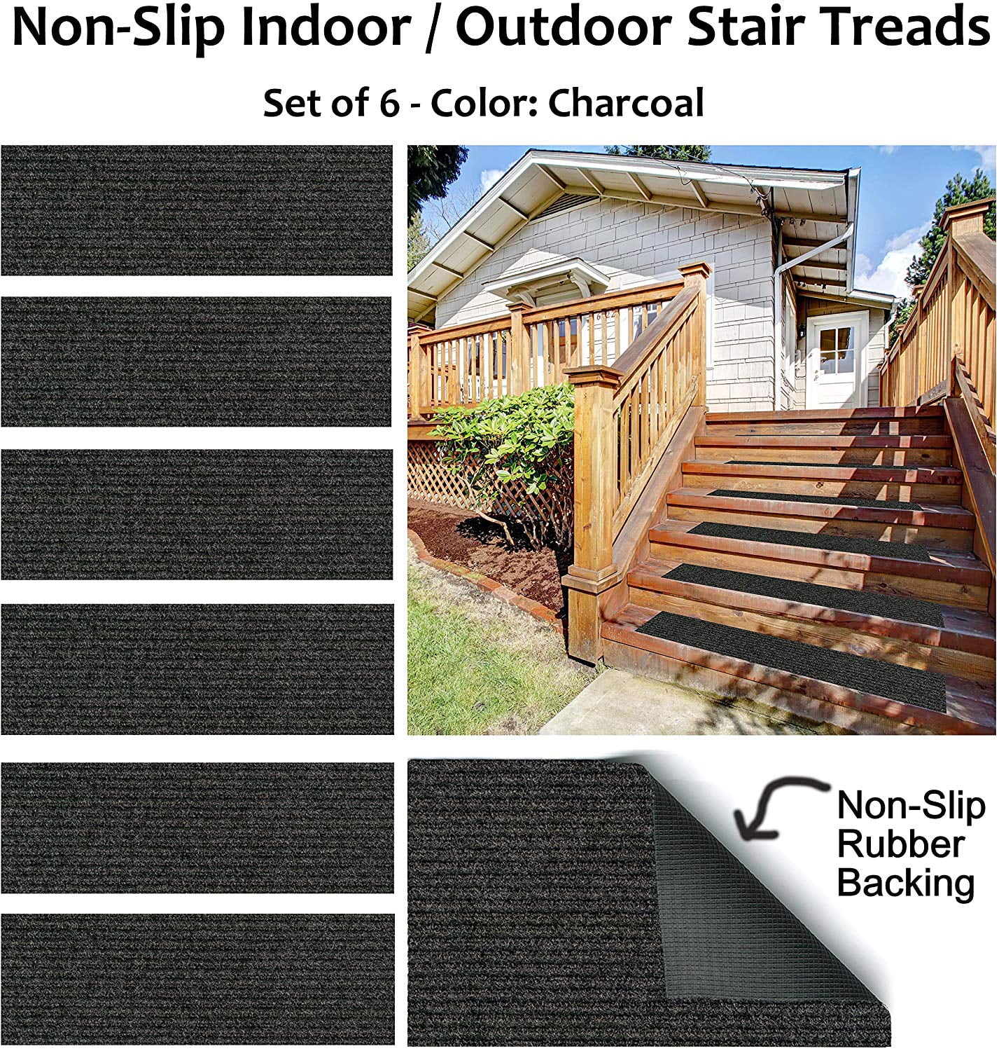 Details about   4= Step 9" x 30" 100% FLEXIBLE Rubber IN/OUT Door Stair Treads Vinyl Non Slip 