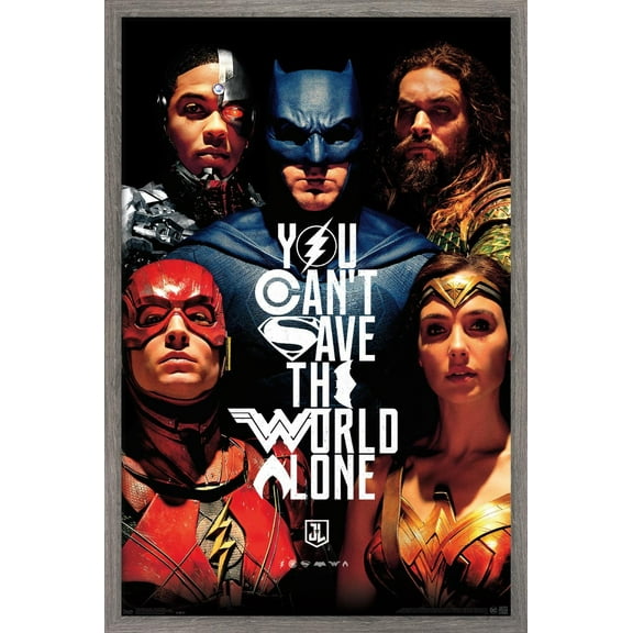 DC Comics Movie - Justice League - Save The World Wall Poster, 14.725" x 22.375", Framed