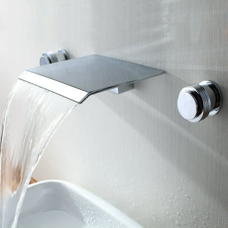 Homary Polished Chrome Waterfall Double Handle Wall Mounted Bathroom Sink Faucet Solid Brass Canada - Wall Mounted Tub Faucets Canada Homary Polished Chrome Waterfall Double Handle Wall Mounted Bathroom Sink Faucet Solid Brass Canada - Wall Mounted Tub Faucets Canada