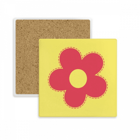 

Red Flower Cartoon Coaster Cup Mug Square Holder Absorbent Stone 2pcs