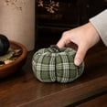 thumbnail image 3 of Halloween Pumpkins Decoration with Brown Hobby, 1 Piece, Green and White Checkered Fabric, for Fall Table and Shelf Display, Small Autumn Home Decor, 3 of 3