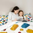 thumbnail image 4 of Castle Fairy Building Blocks 7-Piece Twin Bedding Sets,Construction Game Bedding Comforter Set,Colorful Brick Breathable Sheet Sets,Super Cozy Room Decor,Reversible, 4 of 8