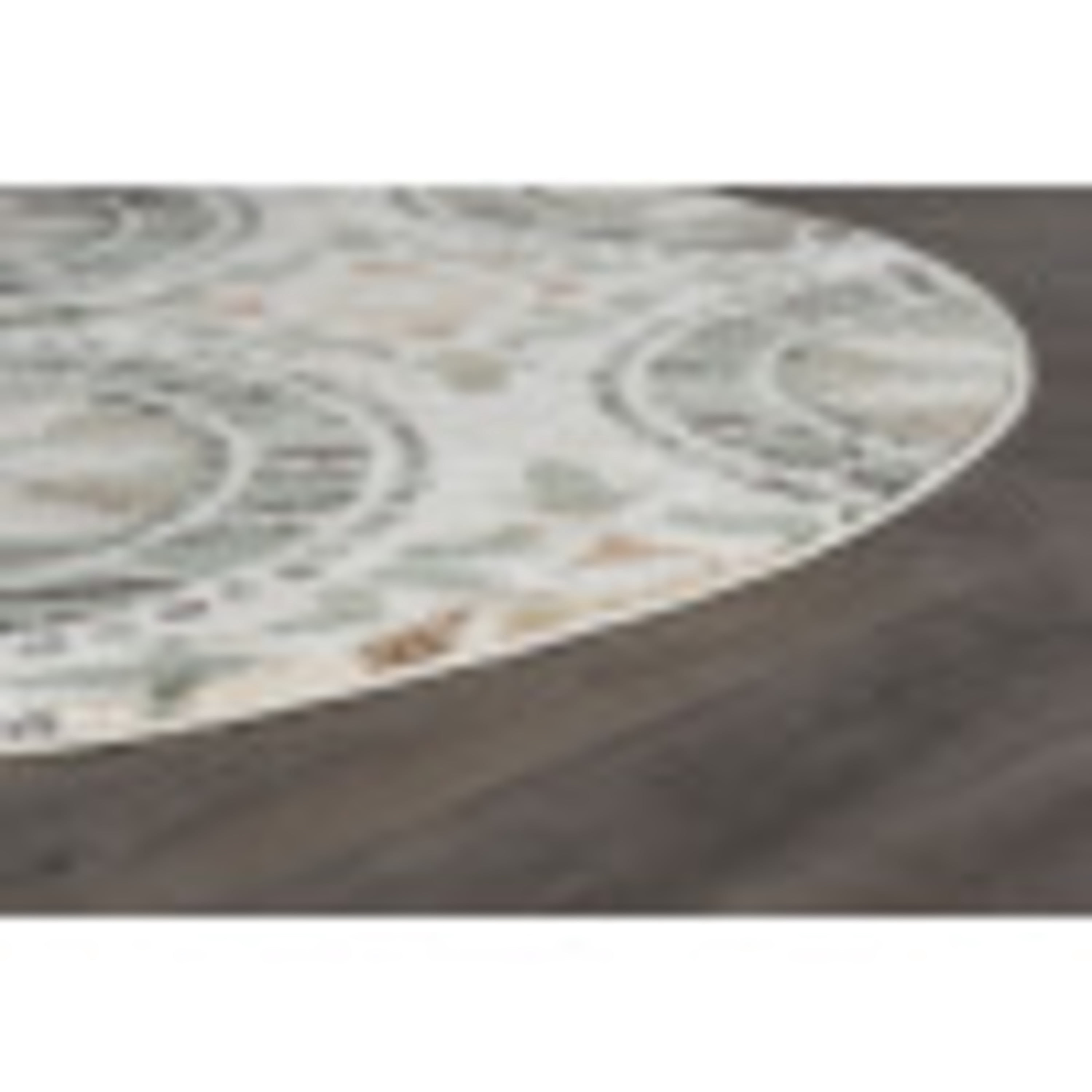 Transitional Area Rug (7'10'' Round) Mediterranean Tile Ivory, Seafoam Indoor Round Easy to Clean