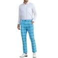 thumbnail image 2 of INSPIRE CHIC Men's Plaid Regular Fit Flat Front Classic Elastic Waist Suit Pants 28 Bright Blue, 2 of 6