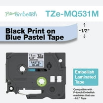 Brother P-touch Embellish TZEMQ531 Black Print on Pastel Blue Laminated Tape