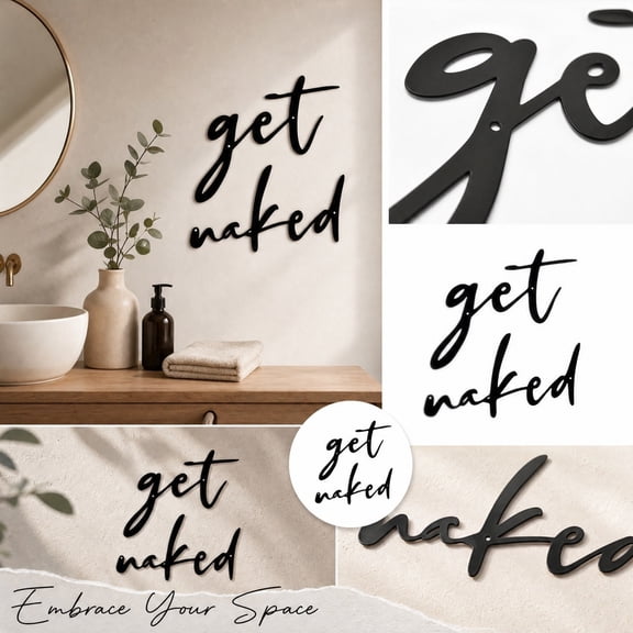 Bathroom Wall Art Black Metal Wall Decor for Powder Room Modern Farmhouse Quote Wall Hanging for Bathroom Bedroom Small Wall Decor