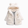 thumbnail image 4 of Staki Kids Girls Winter Warm Coats Jacket Clothes Outwear Overcoat Ear Hooded Faux Fur Thicken Fleece Toddler 12M-7Y(White,3-4 Years), 4 of 4