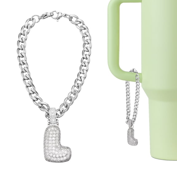 Uxcell Letter Charm for Stanley Tumbler Cup, Bubble Cute Initial L Letter Charm Accessories Name ID with Glitter Rhinestone for Tumblers or Other Water Cups with Handle for Women, White