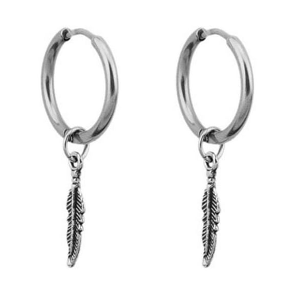 Trendy Small Leaf Dangle Earrings Korean Hoop Earring 1 Pair for Titanium Steel Earrings Jewelry for Friends Birthday Gi