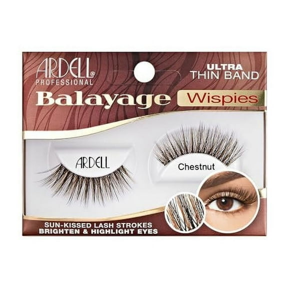 Ardell Balayage Wispies False Eyelashes, Chestnut, Ultra Thin Band, 1 -pack