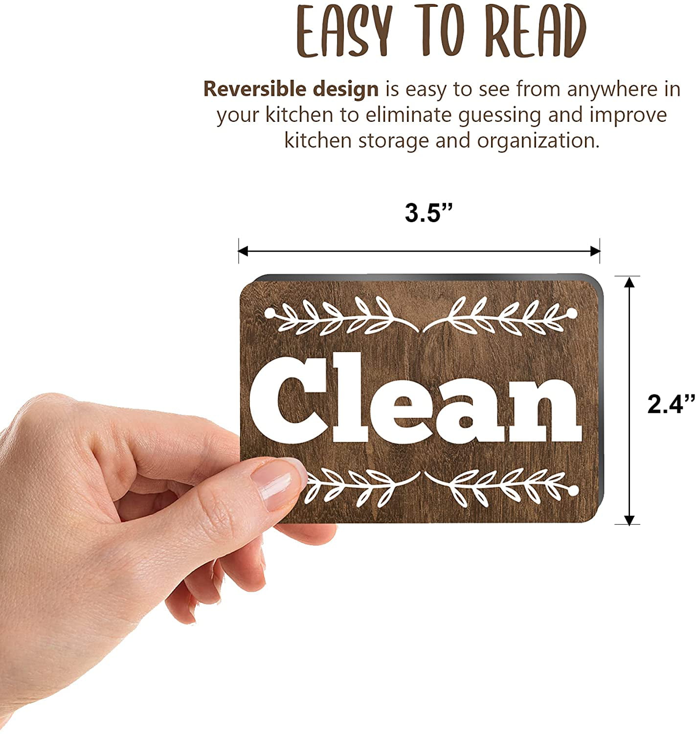 Double Sided Clean or Dirty Dishwasher Magnet Indicator Sign (3.5