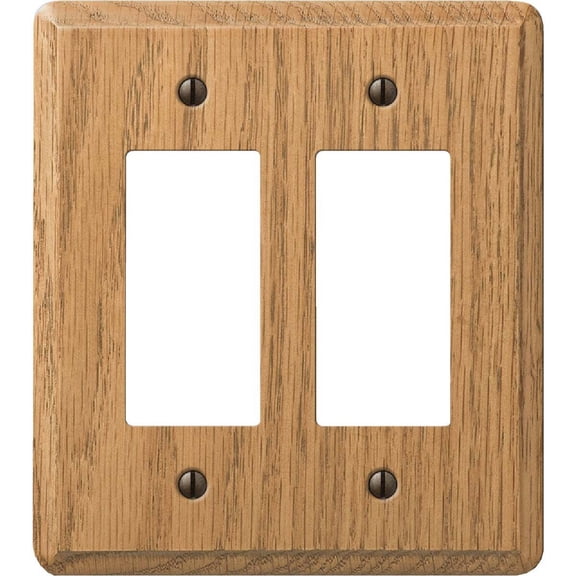 Amerelle 2-Gang Solid Oak Rocker Decorator Wall Plate, Light Oak 901RRL