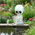 thumbnail image 3 of Comefolife Fishing Skeleton Statue Halloween Decorations, 3.77 Inch Cute Sitting Skull Figurine Shelf Sitter Resin Sculpture for Outdoor Garden Yard Lawn Pond Waterfalls Pool Ornaments, 3 of 6