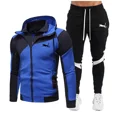 thumbnail image 3 of Sudadera con capucha de alta calidad para hombre, traje deportivo con doble cremallera, ropa deportiva con bloqueo de color, chaqueta informal de moda para exteriores, Otoño e Invierno, 3 of 5