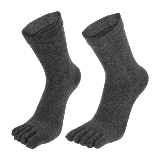 Unique Bargains Pair Full Finger Five Toe Socks Unisex Non Slip Daily Fit Finger Socks Gray