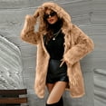 thumbnail image 2 of Lindreshi Winter Coats for Women Clearance Medium Womens Ladies Warm Faux Furry Coat Jacket Winter Solid Hooded Outerwear, 2 of 7
