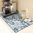 thumbnail image 4 of Coffee Mat for Countertops, Floral Leaves Blue Dish Drying Mat 2 Pcs for Kitchen Coffee Bar Accessories, Coffee Maker Espresso Machine Dish Rack Hide Stain Rubber Backed 12x19in, 4 of 6