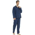 thumbnail image 4 of LNFINTDO Mens Flannel Pajama Sets Plaid Cotton Pajamas Pjs Set Button Down Soft Warm Lounge Sleepwear Tops & Pjs Pants, Blue Plaid, X-Large, 4 of 8