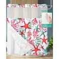 thumbnail image 2 of No Hook Shower Curtain with Snap-in Liner, Summer Starfish Waterproof Fabric Bathroom Curtains, Marine Coral Coastal Bath Curtains & Mesh Top Window 72"x78" Long, 2 of 6