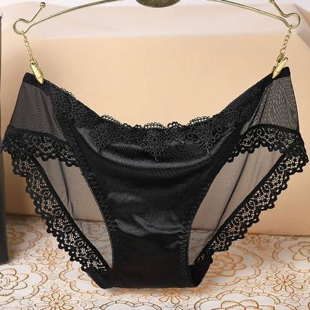 

RPVATI Women Sexy Lace Thong Low Waisted Solid Panties for Women Seamless See Through Underwear