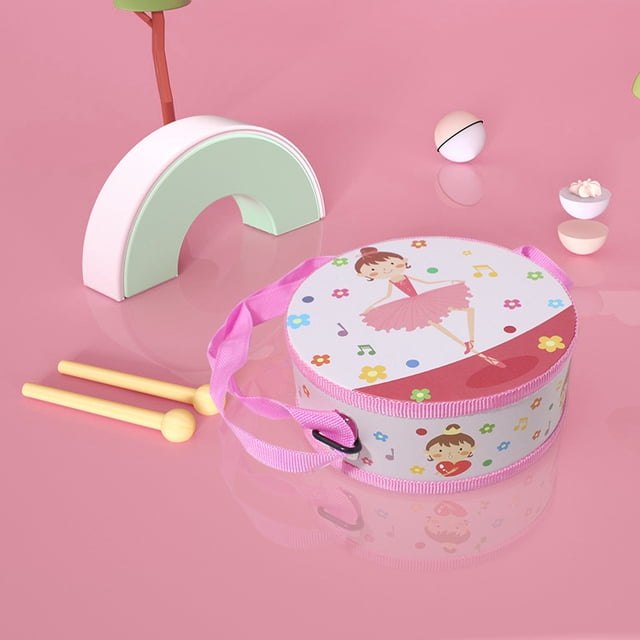 Tambor de madera de doble cara con dibujos animados, instrumento de percusión para niños, tambor de mano, juguetes de tambor de mano para niños de jardín de infantes