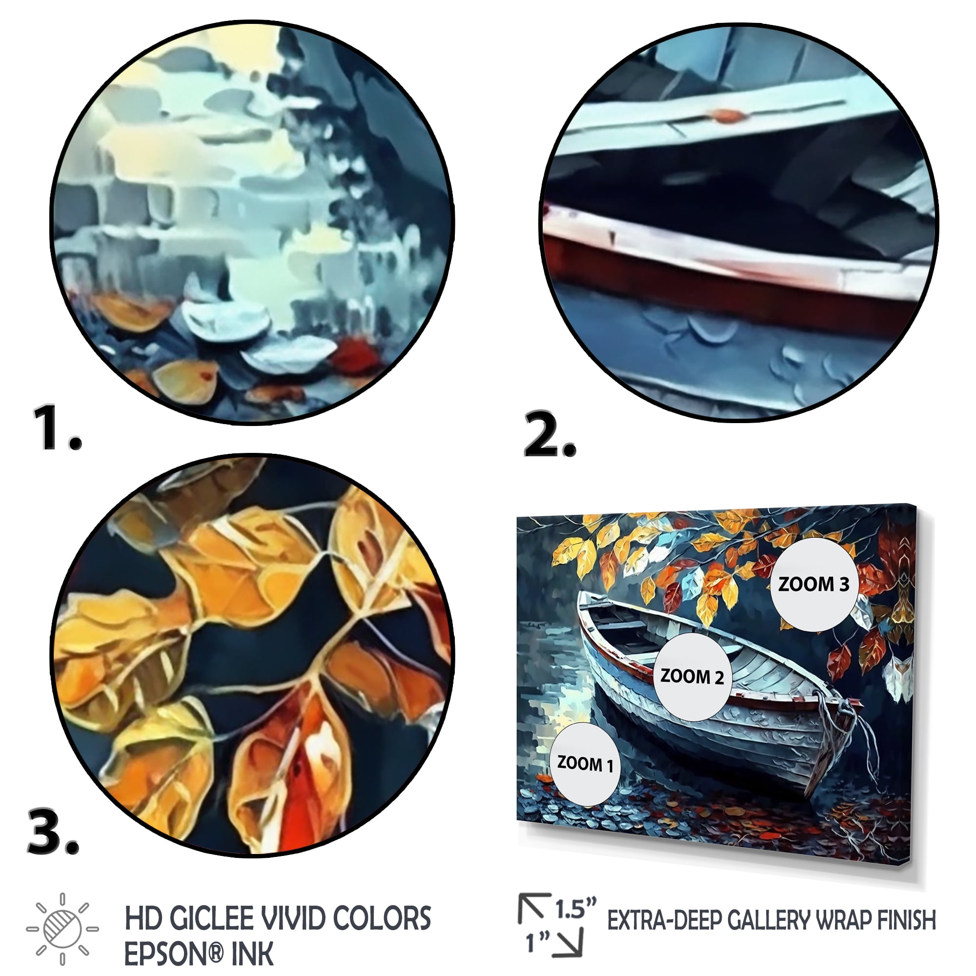 Designart Canoe On A Lake In Fall V Canvas Wall Art