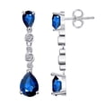 thumbnail image 2 of 0.1 Carat 7x5/8x6MM Pear Created Sapphire and Diamond Dangle Earrings In 10k White Gold, 2 of 6