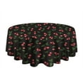 thumbnail image 5 of Black Christmas Cherry Pattern Round Tablecloth 60"x60",Wrinkle Wipeable Table Cloth for Kitchen Dining Room Picnic Patio Party, 5 of 6
