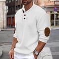 thumbnail image 2 of UVEASISHA Men's Shawl Collar Pullover Sweater Regular Fit Casual Button Mock Neck Knit Sweaters Knitted Soft Long Sleeve Winter Sweatshirt with Elbow Patches Christmas Sales Today White XXL, 2 of 6