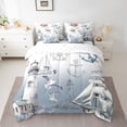 thumbnail image 2 of Manfei Nautical Theme Bedding Twin Size,Lighthouse Ship Anchor Comforter Sets with Sheets,Watercolor Coastal Bedding Sets Twin Size,Super Cozy Room Decorative,7pcs, 2 of 7