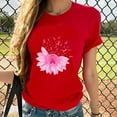 thumbnail image 2 of Lolmot Peace Love Cure Inspirational Letters Print Shirt for Women October Pink Ribbon Breast Cancer Awareness Pullover T-Shirt Tops, 2 of 5