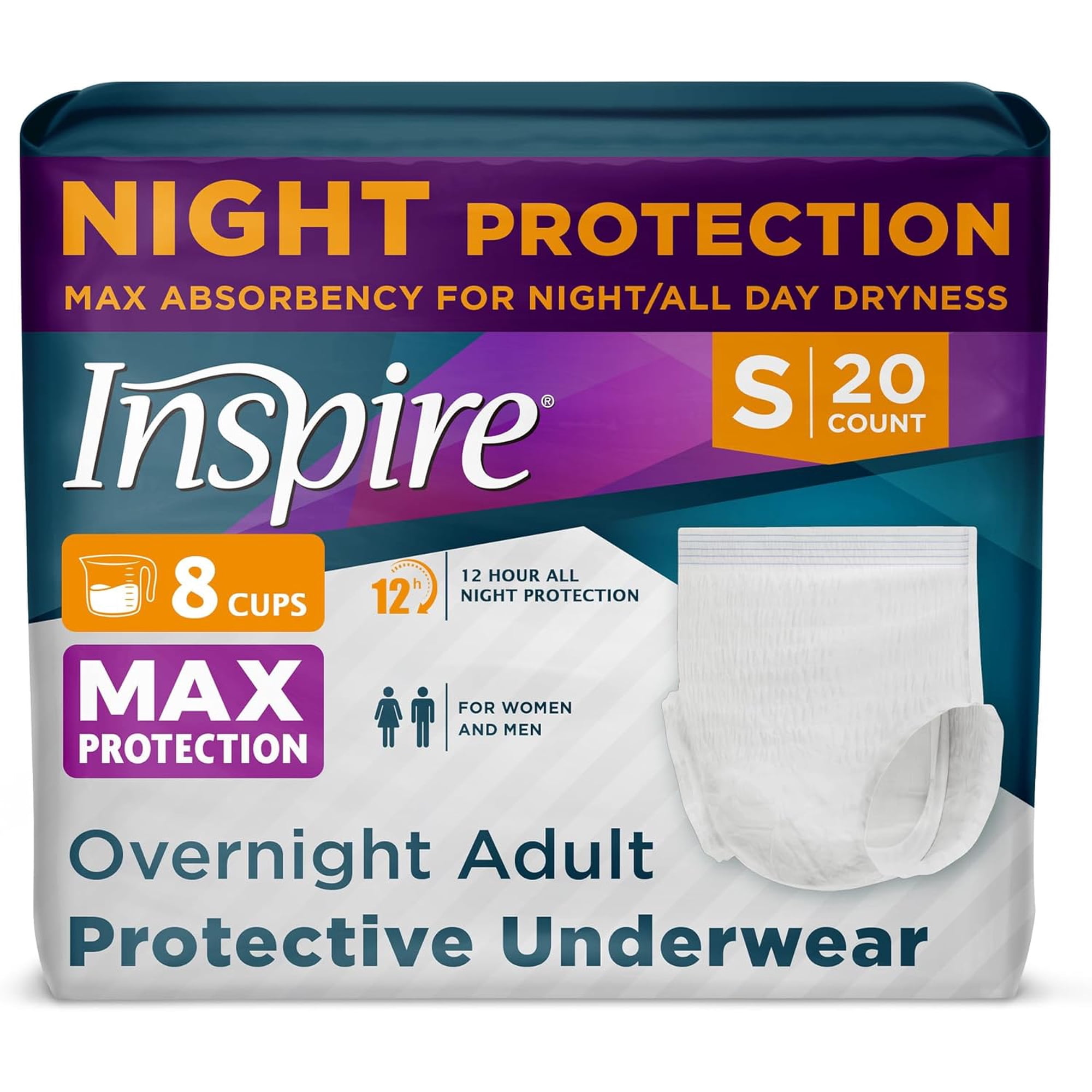 Inspire Adult Diapers Women or Men - MAX Absorbency (Small (20 Count))