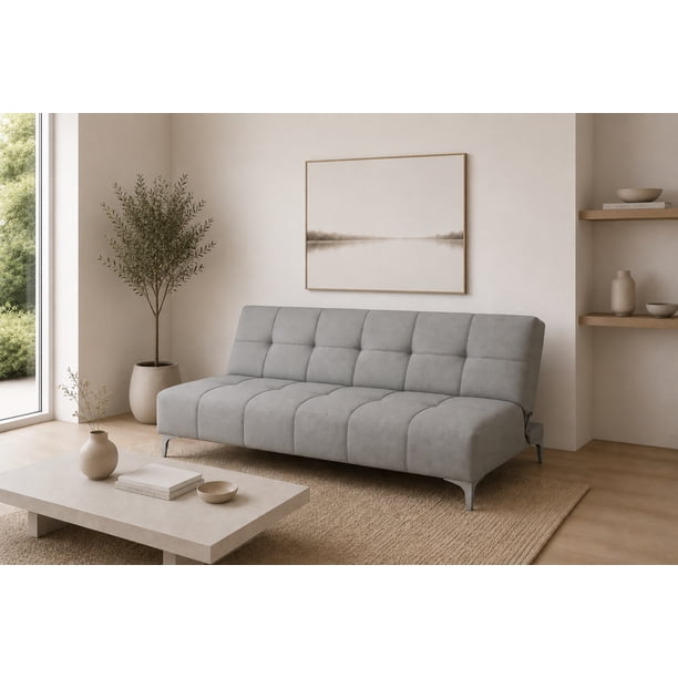Sofa Cama Reclinable El Bazar Store New York Gris Plata , Futon 3 posiciones, Sala, Love Seat