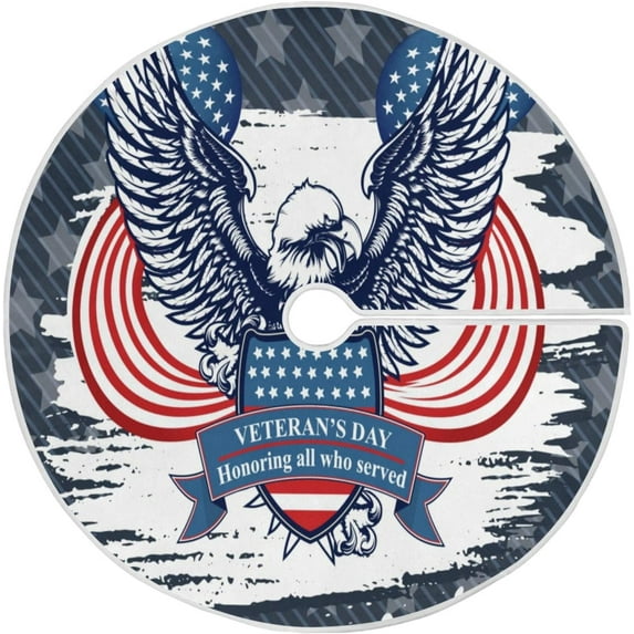 FMSHPON Independence Day Powerful Eagle On Independence Day Xmas Christmas Tree Skirt Stand Mat for Holiday Party Decoration Indoor Outdoor 36 inches