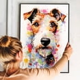 thumbnail image 5 of Wire Fox Terrier Dog Flower Canvas Painting Colorfull Canvas Art Prints Bathroom Artwork for Wall Living Room Bedroom Bathroom Wall Art Framed Art Wall Decor 1 inch, 5 of 5