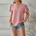 thumbnail image 3 of Mittory Women Summer V Neck Ruffle Short Sleeve Blouse Polka Dots Flowy Shirt Tunic Top, 3 of 5