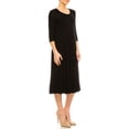 thumbnail image 3 of Women's A-Line Long Dress with 3/4 Sleeves and Relaxed Round Neckline, 3 of 7